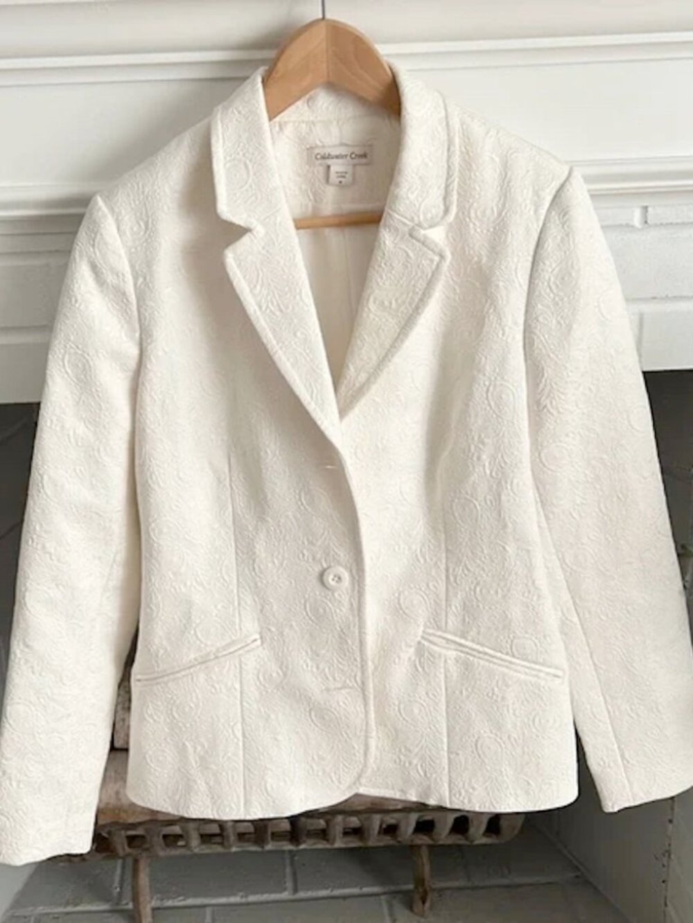 Coldwater Creek Seasalt Paisley Textured Lined Blazer, Size 14